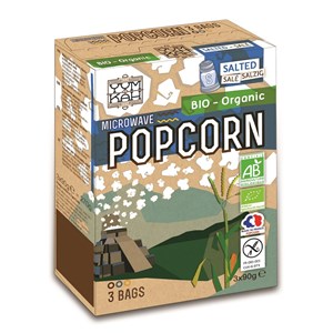 POPCORN Z SOLĄ DO PRZYGOTOWANIA W MIKROFALÓWCE BEZGLUTENOWY BIO (3 x 90 g) 270 g - NATAIS