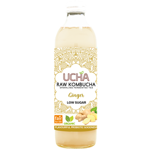 KOMBUCHA Z IMBIREM NISKA ZAWARTOŚĆ CUKRÓW FAIR FOR LIFE BIO 350 ml - UCHA