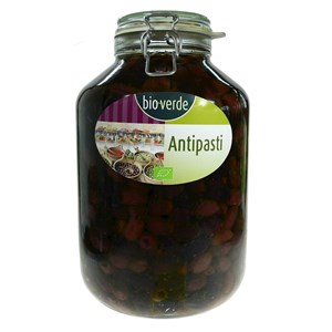 OLIWKI CZARNE KALAMATA BEZ PESTEK Z ZIOŁAMI W OLEJU BIO 4,55 kg (SŁOIK) - BIO-VERDE