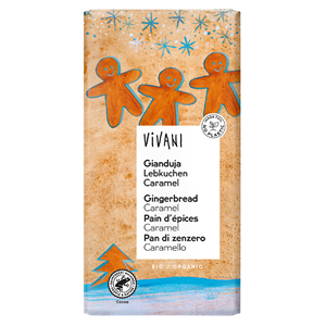 CZEKOLADA GIANDUJA Z KAWAŁKAMI PIERNIKA I KARMELU BIO 100 g - VIVANI (PRODUKT SEZONOWY)