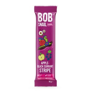 PRZEKĄSKA STRIPE JABŁKO - CZARNA PORZECZKA BEZ DODATKU CUKRÓW BEZGLUTENOWA 14 g - BOB SNAIL