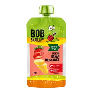 MUS FRUITS TO GO BANAN - TRUSKAWKA BEZ DODATKU CUKRU 120 g - BOB SNAIL