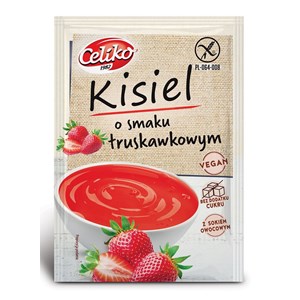 KISIEL O SMAKU TRUSKAWKOWYM BEZ DODATKU CUKRU BEZGLUTENOWY 40 g - CELIKO