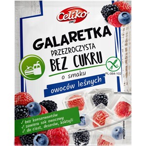 GALARETKA PRZEZROCZYSTA BEZ CUKRU O SMAKU OWOCÓW LEŚNYCH BEZGLUTENOWA 14 g - CELIKO