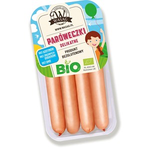 PARÓWKI DELIKATNE BEZGLUTENOWE BIO 150 g - WASĄG (Z PÓŁKI)