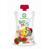 MUS MALINOWO - BANANOWO - JABŁKOWY BEZGLUTENOWY BIO 90 g - BIO FOOD