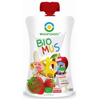 MUS TRUSKAWKOWO - BANANOWO - JABŁKOWY BEZGLUTENOWY BIO 90 g - BIO FOOD