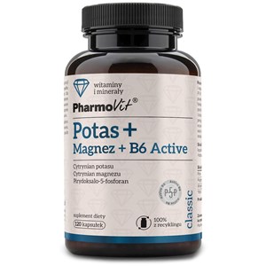 POTAS + MAGNEZ + WITAMINA B6 ACTIVE BEZGLUTENOWE 120 KAPSUŁEK - PHARMOVIT (CLASSIC)