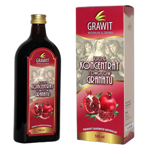 KONCENTRAT Z OWOCÓW GRANATU 100 % (GRAWIT) BEZGLUTENOWY 500 ml - VITAFAN