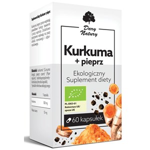 KURKUMA Z CZARNYM PIEPRZEM BIO 60 KAPSUŁEK - DARY NATURY