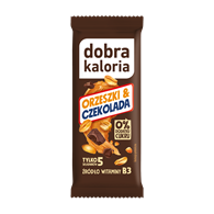 BATON DAKTYLOWY ORZESZKI & CZEKOLADA BEZ DODATKU CUKRU 35 g - DOBRA KALORIA