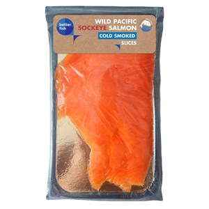 ŁOSOŚ PACYFICZNY DZIKI SOCKEYE PLASTRY WĘDZONE NA ZIMNO 80 g - BETTER FISH