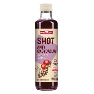 SHOT ANTYOKSYDACJA OWOC RÓŻY - ARONIA BEZ DODATKU CUKRU 250 ml - POLSKA RÓŻA