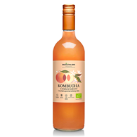 KOMBUCHA O SMAKU BRZOSKWINI I KWIATU POMARAŃCZY BIO 750 ml - DELIKATNA