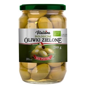 OLIWKI ZIELONE BEZ PESTEK W ZALEWIE BIO 280 g (150 g)- VITALIANA