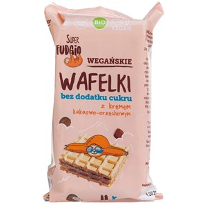 WAFELKI Z KREMEM KAKAOWO - ORZECHOWYM BEZ DODATKU CUKRÓW BIO (4 szt.) 120 g - ME GUSTO (SUPER FUDGIO)