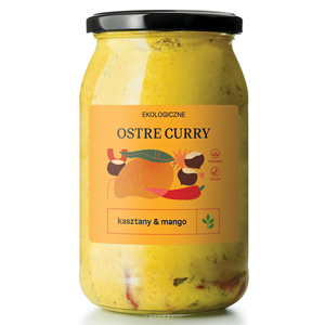 CURRY OSTRE Z MANGO I KASZTANAMI BIO 900 ml - DELIKATNA