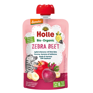 MUS W TUBCE BURACZANA ZEBRA (JABŁKO - BANAN - BURAK) BEZ DODATKU CUKRÓW OD 6 MIESIĄCA DEMETER BIO 100 g - HOLLE