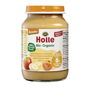 JABŁKO - BANAN - MORELA BEZGLUTENOWE OD 6 MIESIĄCA DEMETER BIO 190 g (SŁOIK) - HOLLE