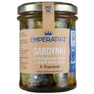 SARDYNKI EUROPEJSKIE W BIO OLIWIE Z OLIWEK EXTRA VIRGIN 190 g (133 g) (SŁOIK) - EMPERATRIZ