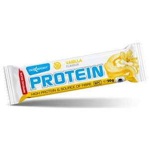 BATON PROTEINOWY O SMAKU WANILIOWYM W BIAŁEJ POLEWIE BEZGLUTENOWY 50 g - MAXSPORT
