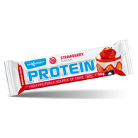 BATON PROTEINOWY O SMAKU TRUSKAWKOWYM W BIAŁEJ POLEWIE BEZGLUTENOWY 50 g - MAXSPORT