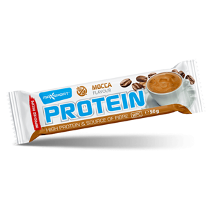 BATON PROTEINOWY O SMAKU KAWOWYM W MLECZNEJ CZEKOLADZIE BEZGLUTENOWY 50 g - MAXSPORT