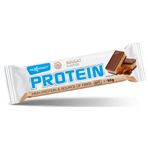 BATON PROTEINOWY O SMAKU NUGATOWYM W MLECZNEJ CZEKOLADZIE BEZGLUTENOWY 50 g - MAXSPORT