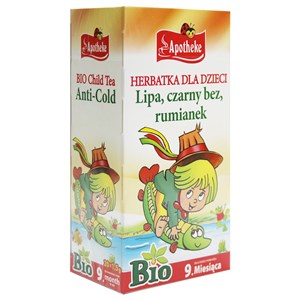 HERBATKA DLA DZIECI - LIPA, CZARNY BEZ, RUMIANEK PO 9 MIESIĄCU BIO (20 x 1,5 g) 30 g - APOTHEKE