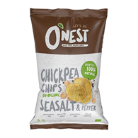 CHIPSY Z CIECIERZYCY Z SOLĄ MORSKĄ I PIEPRZEM CZARNYM BEZGLUTENOWE BIO 40 g - O'NEST