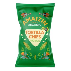 CHIPSY TORTILLA KUKURYDZIANE SOLONE BEZGLUTENOWE BIO 150 g - AMAIZIN